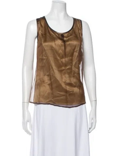 Pre-owned Escada Silk Crew Neck Top In Neutrals