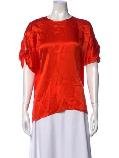 Pre-owned Escada Silk Crew Neck Top In Orange