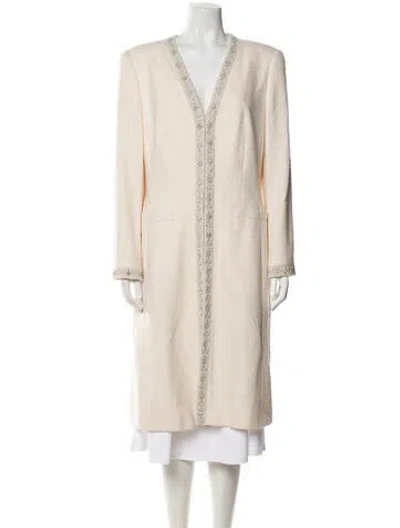 Pre-owned Escada Silk Faux Fur Coat W/ Tags In Neutral