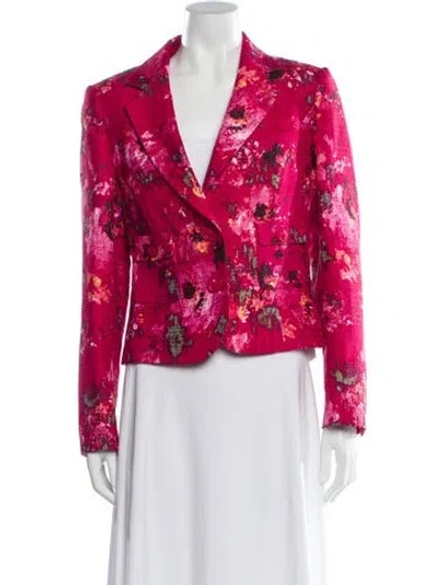 Pre-owned Escada Silk Floral Print Blazer In Pink