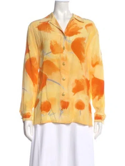 Pre-owned Escada Silk Floral Print Blouse In Multi
