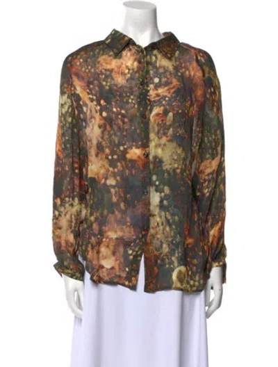 Pre-owned Escada Silk Floral Print Blouse In Multi