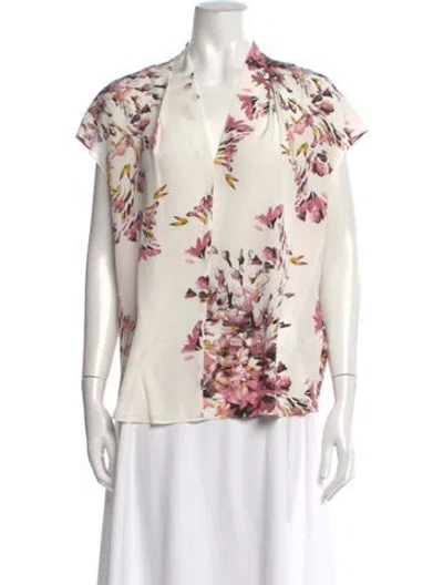 Pre-owned Escada Silk Floral Print Blouse In Multi