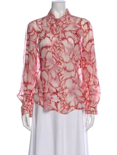 Pre-owned Escada Silk Floral Print Blouse In Multi