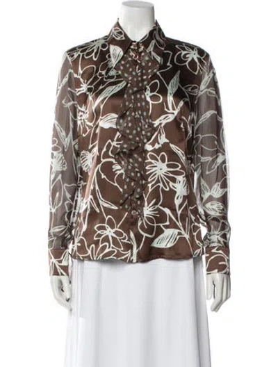 Pre-owned Escada Silk Floral Print Blouse In Multi
