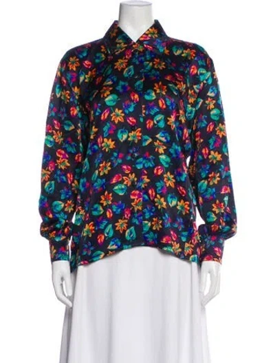 Pre-owned Escada Silk Floral Print Blouse In Multi