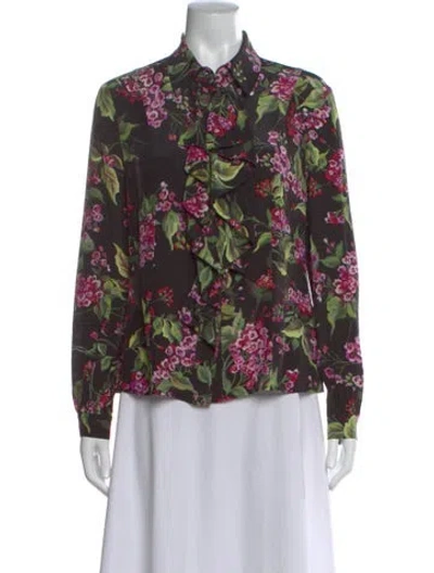 Pre-owned Escada Silk Floral Print Blouse In Multi