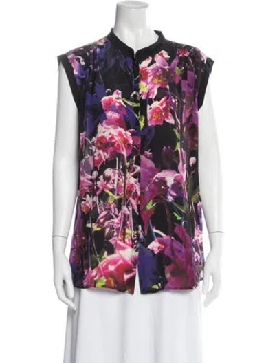 Pre-owned Escada Silk Floral Print Blouse In Multi