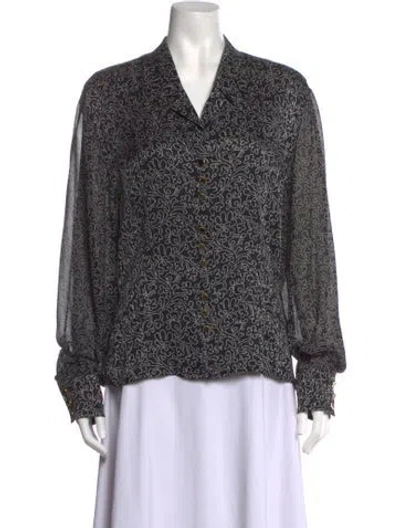 Pre-owned Escada Silk Floral Print Blouse In Multicolor