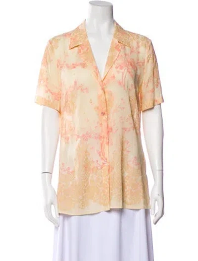 Pre-owned Escada Silk Floral Print Blouse In Neutral