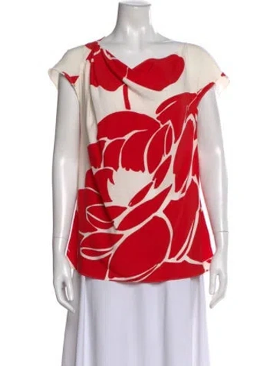 Pre-owned Escada Silk Floral Print Blouse In Neutral