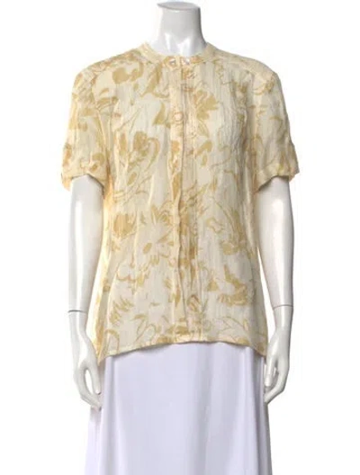 Pre-owned Escada Silk Floral Print Blouse In Neutrals