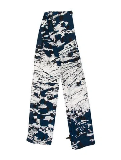 Pre-owned Escada Silk Floral Print Scarf In Blue