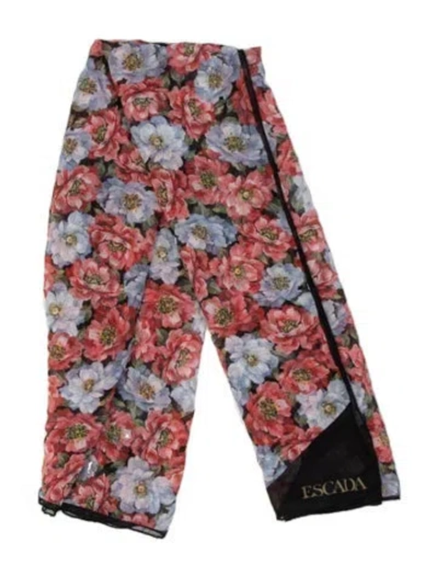 Pre-owned Escada Silk Floral Print Scarf In Pink