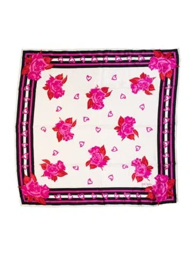 Pre-owned Escada Silk Floral Print Scarf In Pink