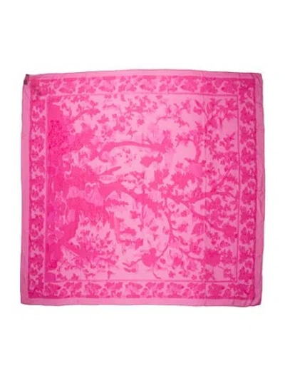 Pre-owned Escada Silk Floral Print Scarf W/ Tags In Pink