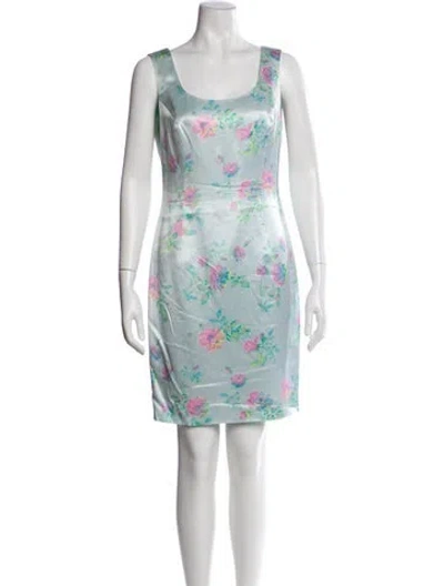 Pre-owned Escada Silk Floral Print Set In Blue