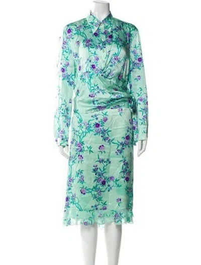 Pre-owned Escada Silk Floral Print Short Set In Blue
