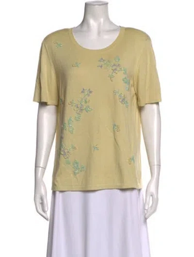 Pre-owned Escada Silk Floral Print Sweater In Yellow