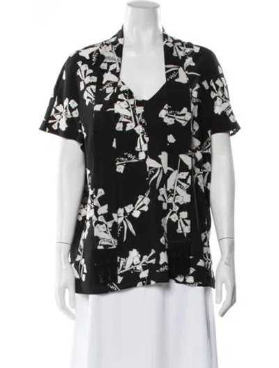 Pre-owned Escada Silk Floral Print Top In Multi