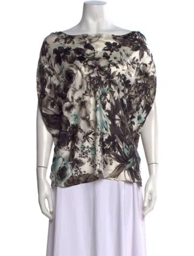 Pre-owned Escada Silk Floral Print Top In Multi