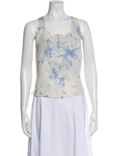 Pre-owned Escada Silk Floral Print Top In Neutral