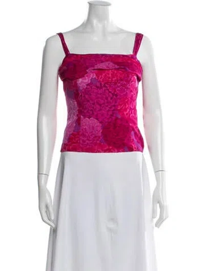 Pre-owned Escada Silk Floral Print Top In Pink