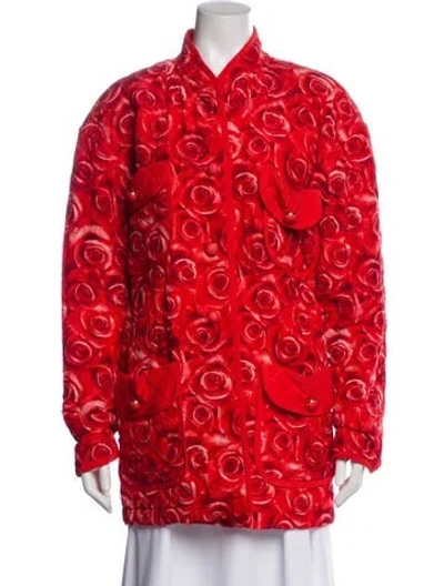 Pre-owned Escada Silk Floral Print Trench Coat