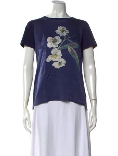 Pre-owned Escada Silk Floral Print T-shirt In Purple