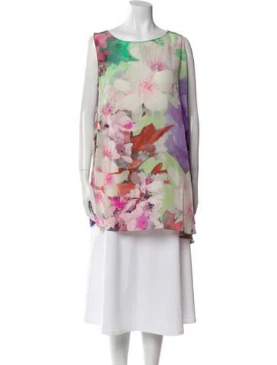 Pre-owned Escada Silk Floral Print Tunic In Multi