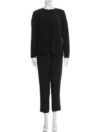 Pre-owned Escada Silk Glitter Accents Pant Set In Blue
