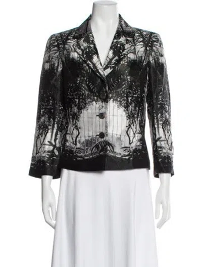 Pre-owned Escada Silk Graphic Print Blazer In Black