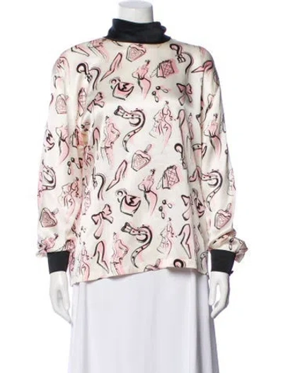 Pre-owned Escada Silk Graphic Print Blouse In Neutral