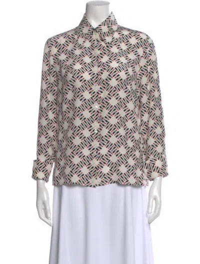 Pre-owned Escada Silk Graphic Print Button-up Top In Multi