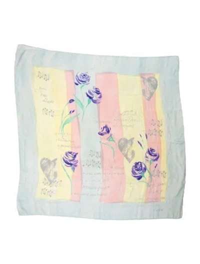 Pre-owned Escada Silk Graphic Print Scarf In Blue