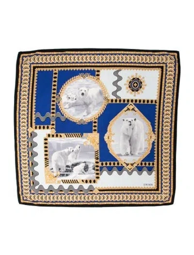 Pre-owned Escada Silk Graphic Print Scarf In Blue