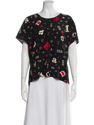 Pre-owned Escada Silk Graphic Print Top In Multi