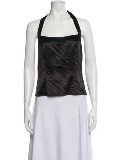 Pre-owned Escada Silk Halterneck Top W/ Tags In Black