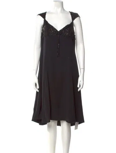 Pre-owned Escada Silk Knee-length Dress In Black