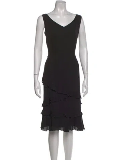 Pre-owned Escada Silk Knee-length Dress In Black