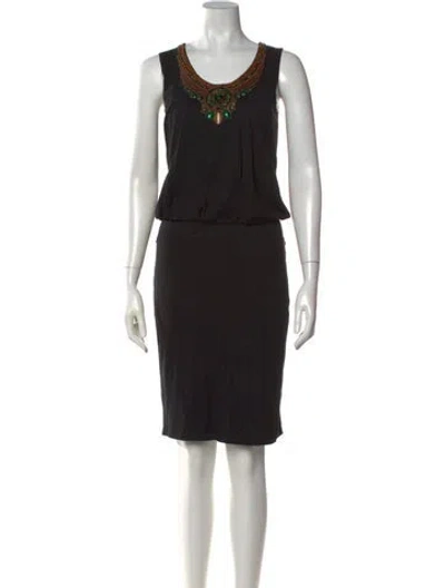 Pre-owned Escada Silk Knee-length Dress In Black