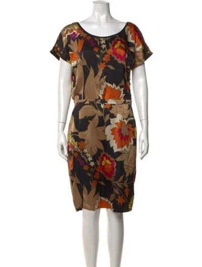 Pre-owned Escada Silk Knee-length Dress In Black