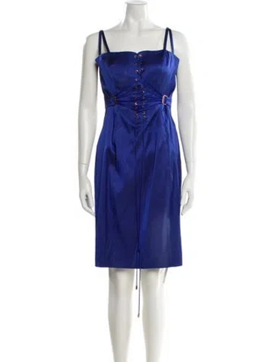 Pre-owned Escada Silk Knee-length Dress In Blue