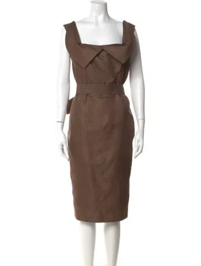 Pre-owned Escada Silk Knee-length Dress In Brown