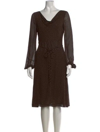 Pre-owned Escada Silk Knee-length Dress In Brown