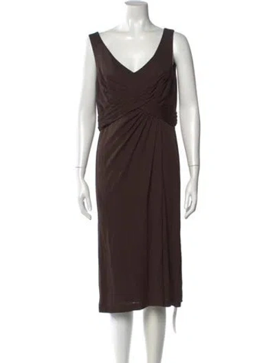 Pre-owned Escada Silk Knee-length Dress In Brown