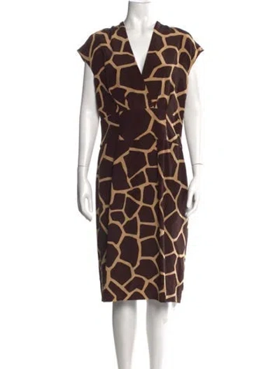 Pre-owned Escada Silk Knee-length Dress In Brown