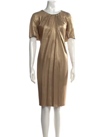 Pre-owned Escada Silk Knee-length Dress In Gold