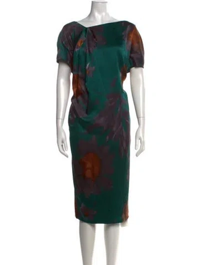 Pre-owned Escada Silk Knee-length Dress In Green