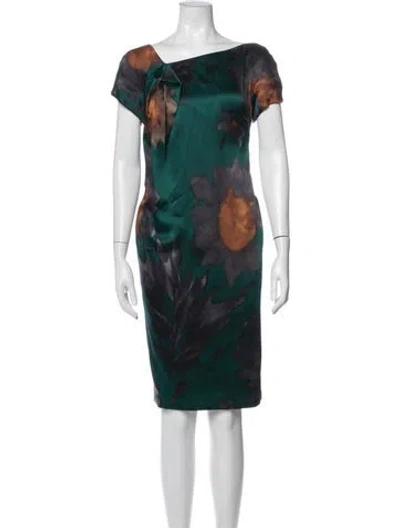 Pre-owned Escada Silk Knee-length Dress In Green